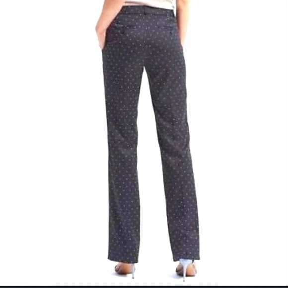 Banana Republic Logan Trouser in Navy with white polka-dots, size 12. - Picture 2 of 5